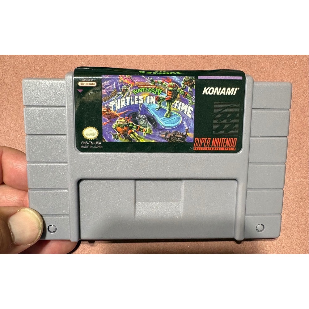 TMNT IV Turtles in Time SNES Super Nintendo Konami TM-USA Authentic Cartridge